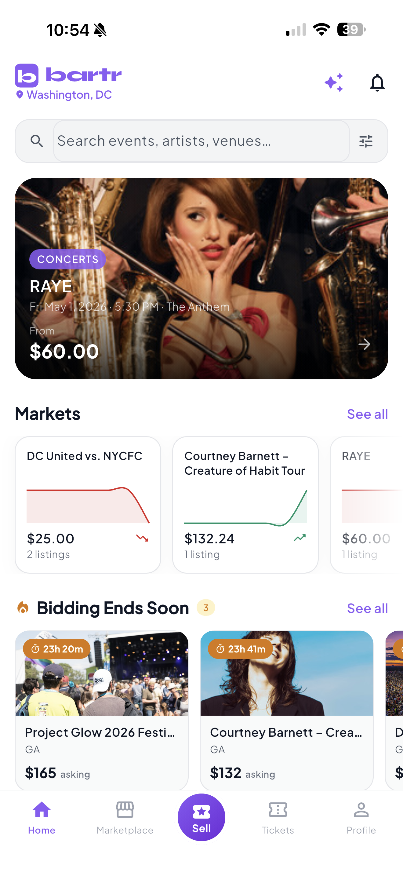 Bartr home screen